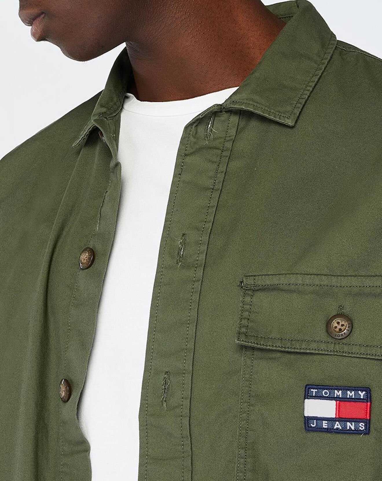 Tommy Jeans Surchemise droite Cassic Solid kaki