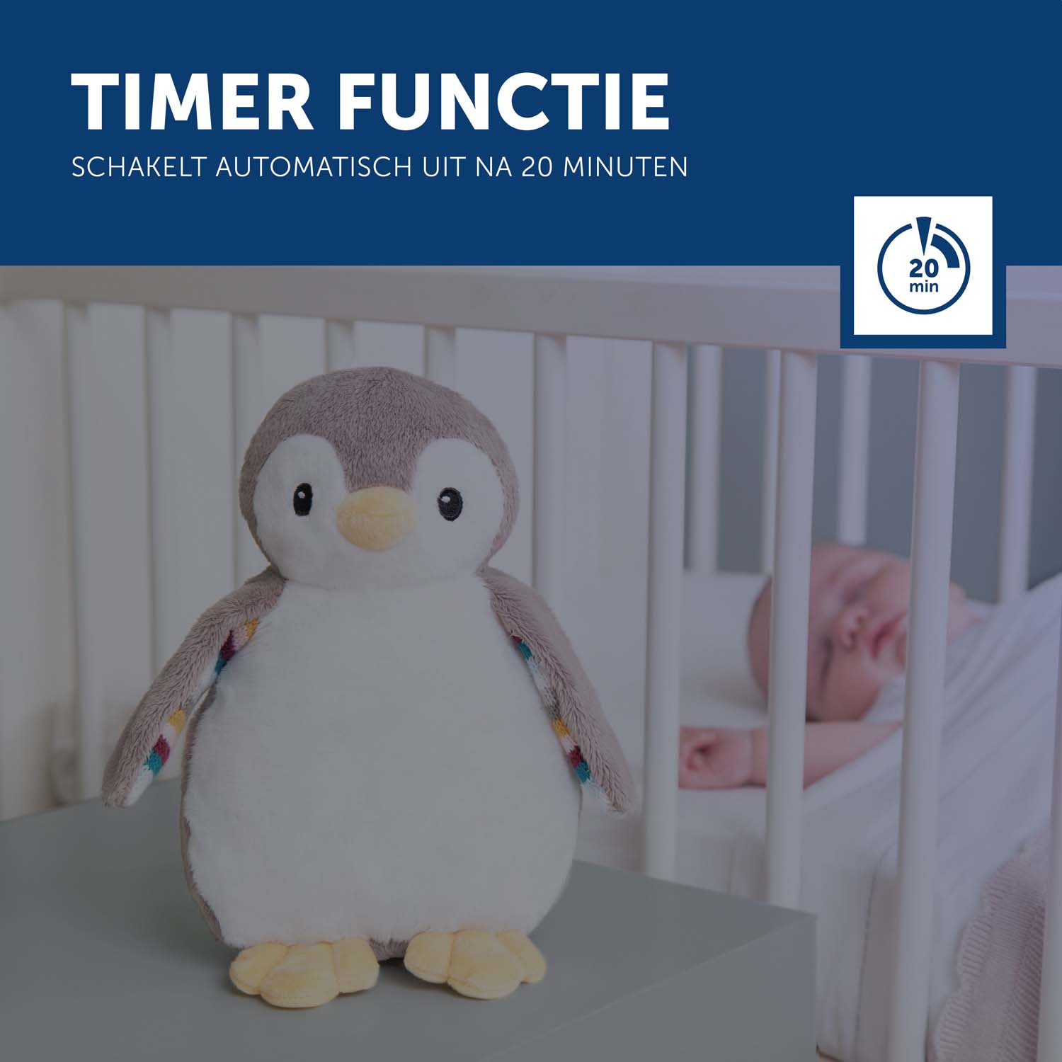 Zazu slaapknuffel met lampje Phoebe grijs