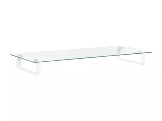 Support de moniteur blanc 80x35x8 cm verre trempé et métal