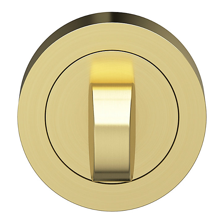 Rosace de fonction rond à visser à condamnation GoodHome Duod effet laiton satin or Ø50mm