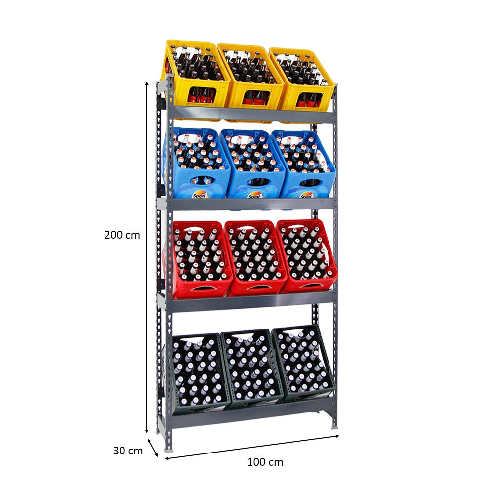 PROREGAL Drankkratplank, Hoog Big Camel, HxBxD 200 x 100 x 30 cm, Antraciet