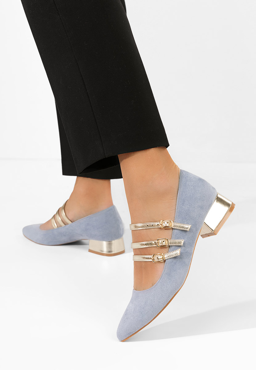 Chaussures à talon épais bleus Bakea