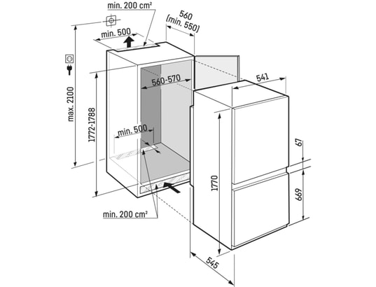 LIEBHERR - Réfrigérateur congélateur encastrable ICSE1783-2, Pure, 264 litres, EasyFresh