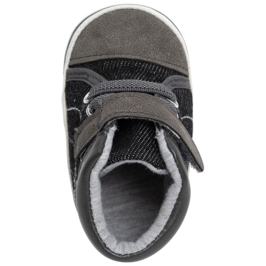 Toiles montantes à lacets et scratchs pour bébé garçon - Gris foncé
