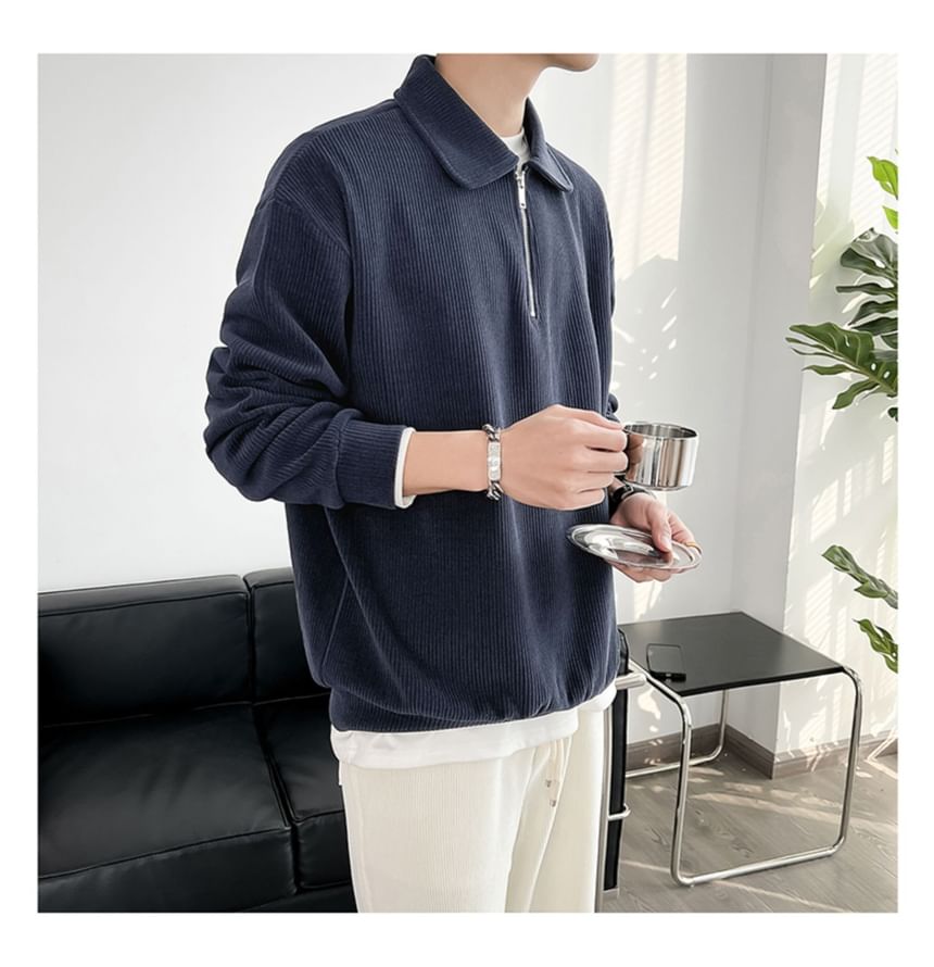Craltuxe - Sweatshirt met kraag en halve rits