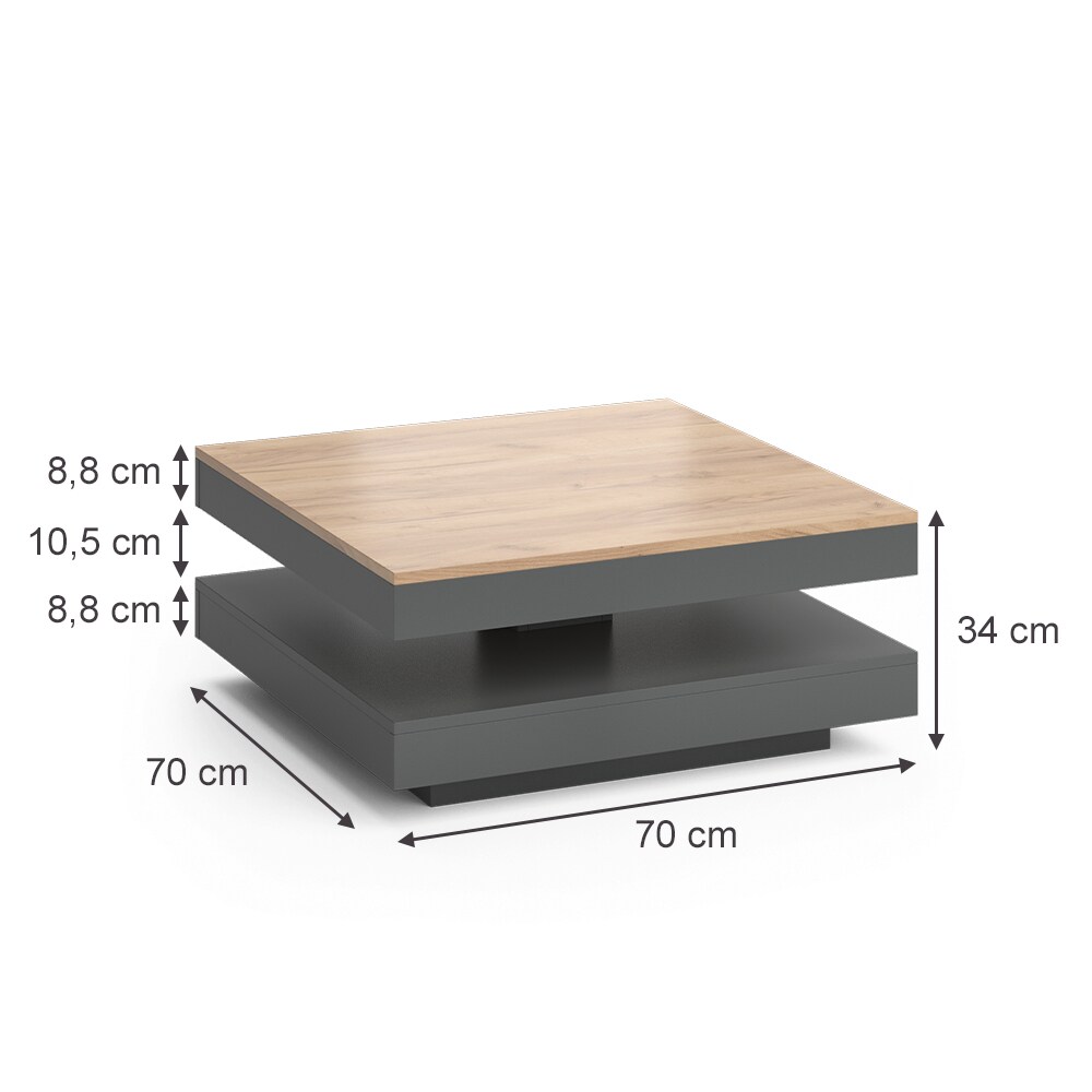 Vicco Couchtisch Sofatisch Beistelltisch Elias Anthrazit/Goldkraft Kaffeetisch
