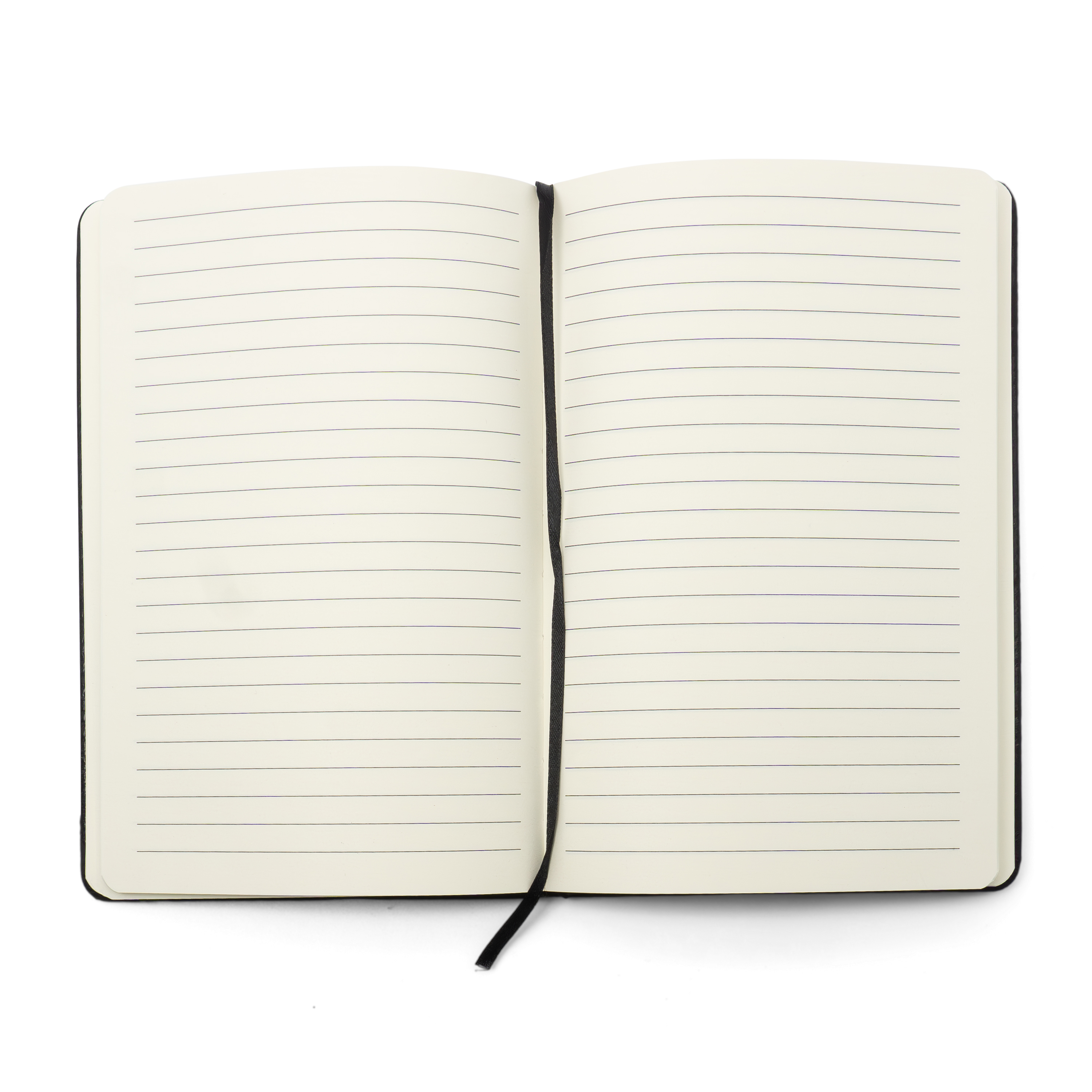 A5 Notizbuch Hardcover Journal Notebook Liniert mit 80 Seiten / Lesezeichen / Gummizugband - Schwarz