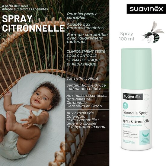 Spray anti-moustiques citronnelle   100 ml   de               Suavinex