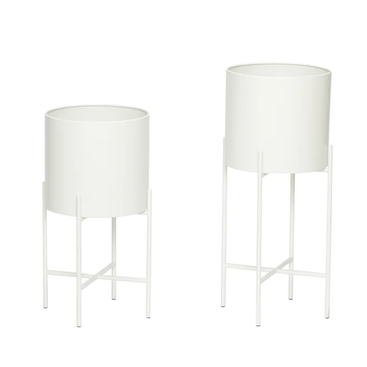 Hübsch Interior - Airy Pflanztopf mit Gestell, weiss (2er-Set)