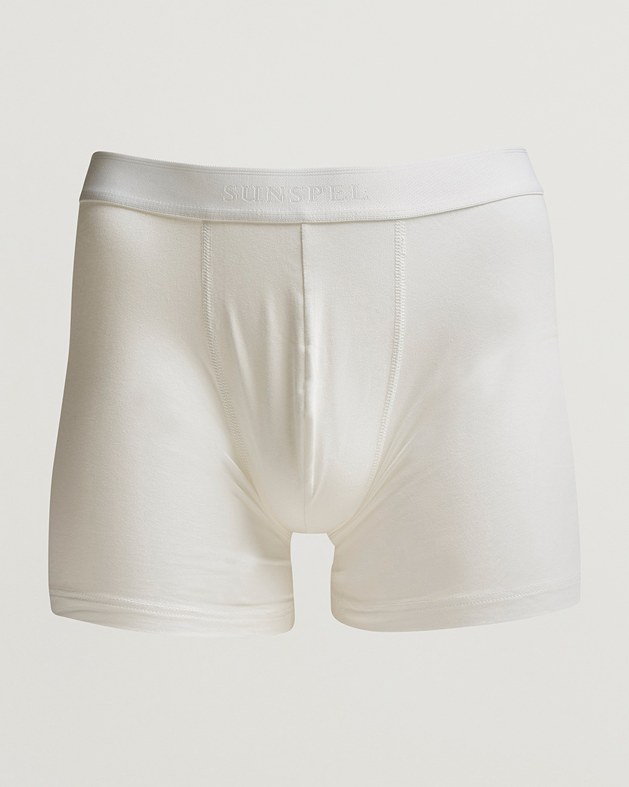 Sunspel Long Leg Cotton Stretch Trunk White