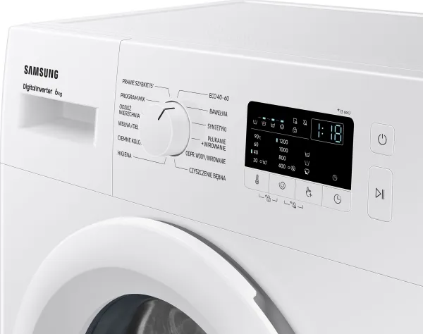 Samsung WW60A3120WE - Vaskemaskine - bredde: 59.5 cm - dybde: 44 cm - højde: 85 cm - frontbetjening - 6 kg - 1200 rpm - hvid