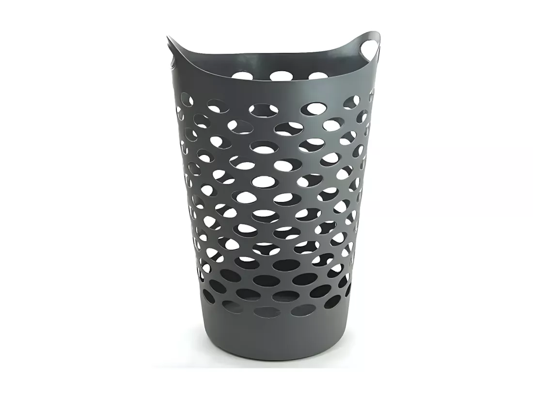 Corbeille à linges flexible 60L - Gris - H 66 cm