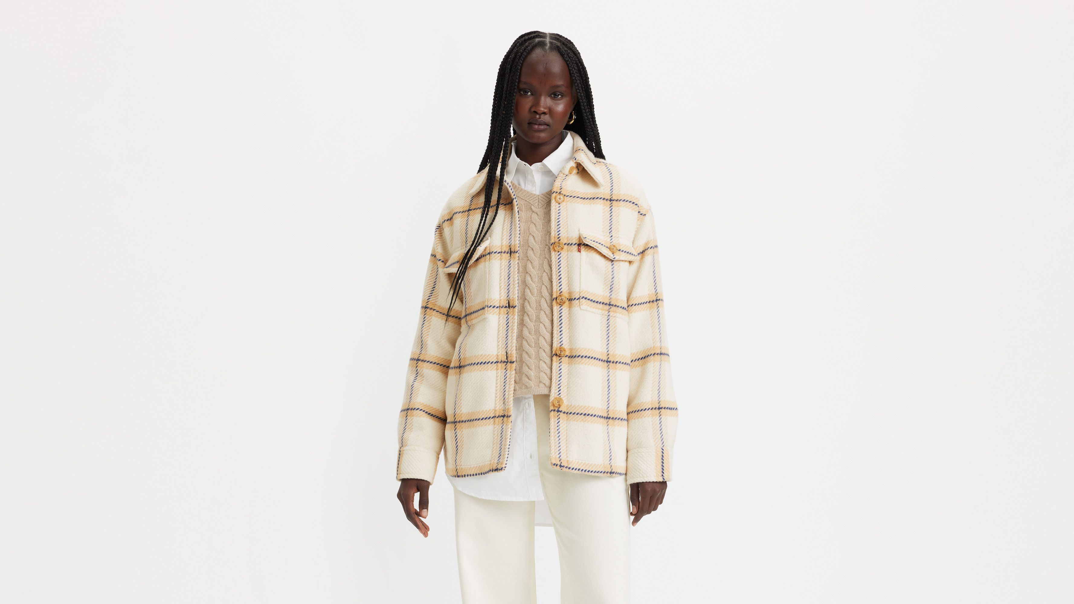 Veste-chemise Nola - Etta Plaid Almond Buff - Beige