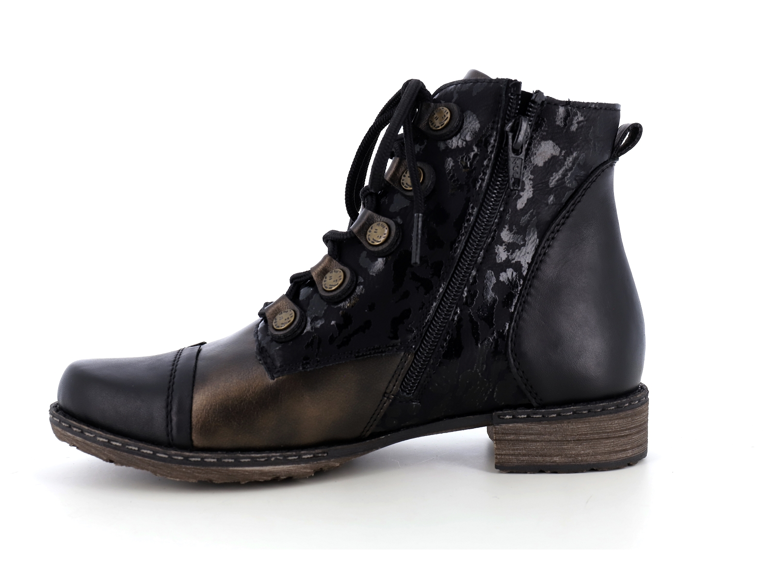 Remonte-D4391 Matières combinées Noir Bronze