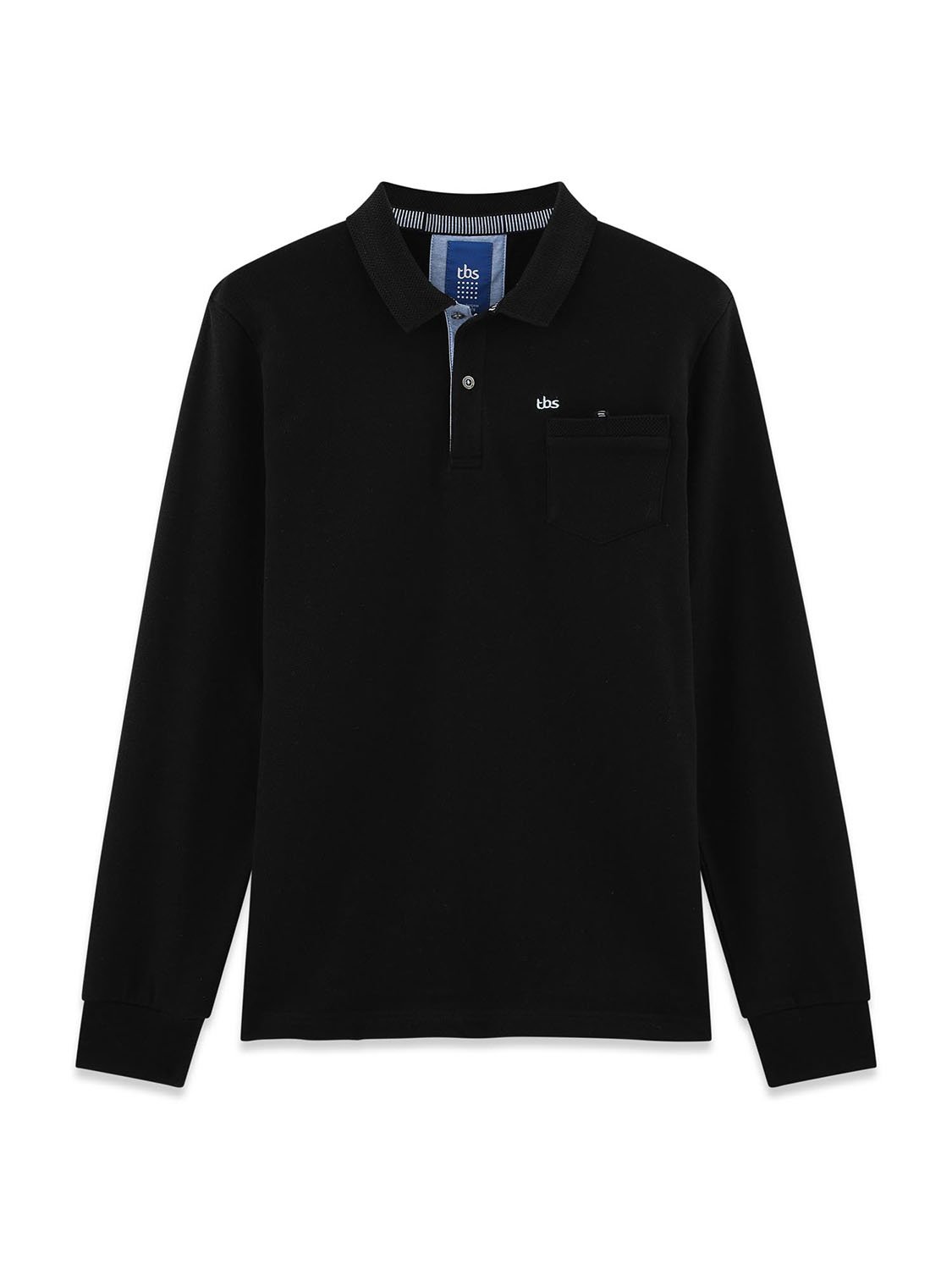 Polo Homme Manches Longues Coton Noir