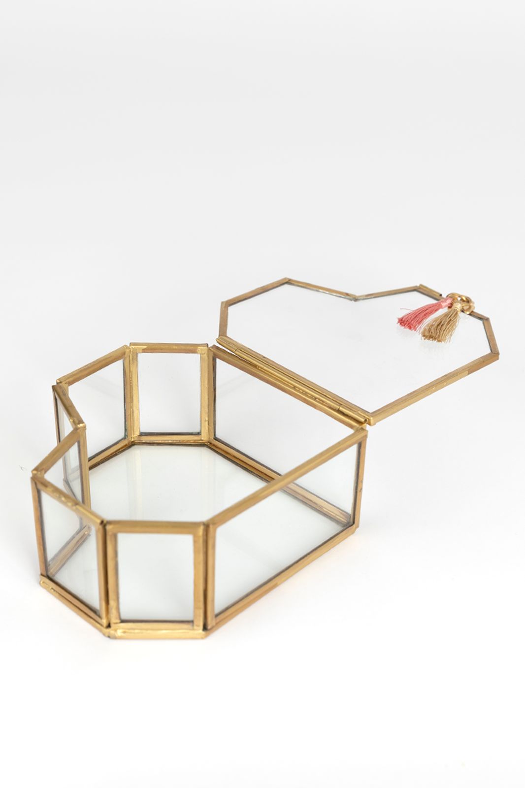 Gouden glazen box hart groot