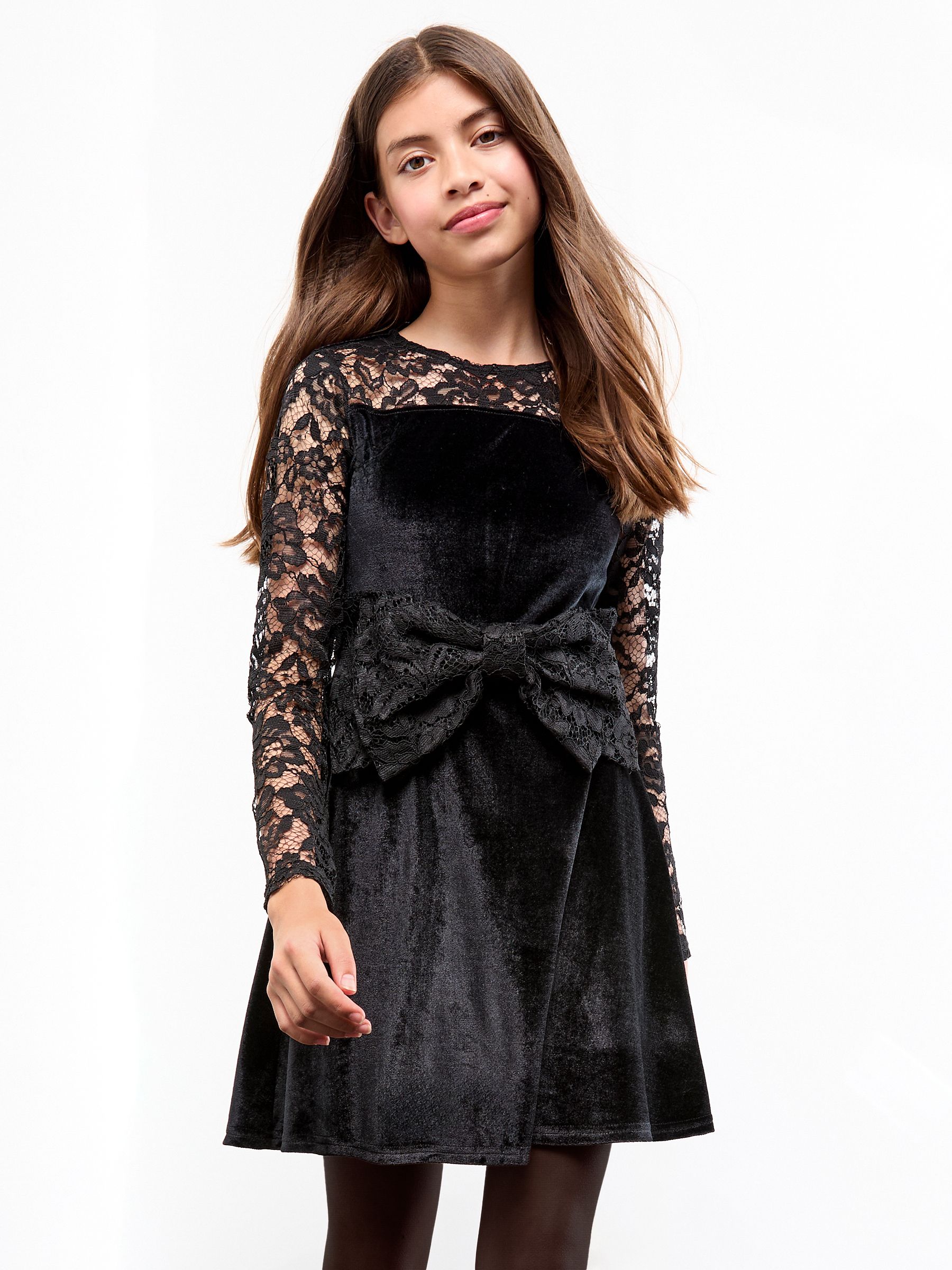 Lipsy Velvet Lace Bow Skater Dress (5-16yrs)