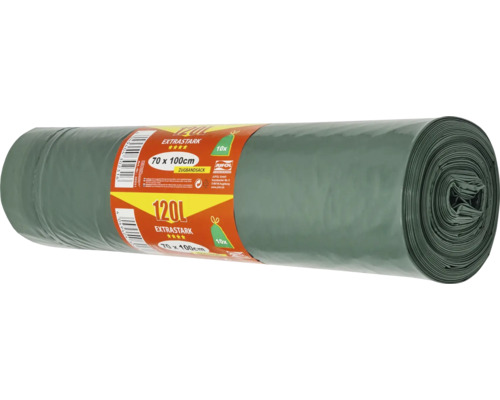 Groene vuilniszakken met trekkoord, 120 L, 10-pack