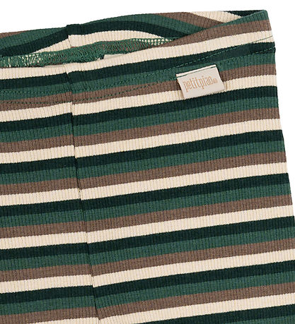 Petit Piao Leggings - Rib - Modal - Emeralda Green Multi Stripe
