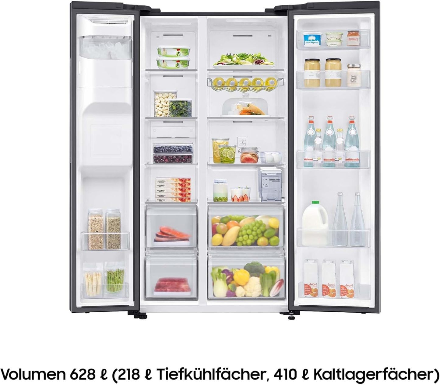 Samsung RS64DG53R3B1EF Side-by-Side-Kühlschrank mit Gefrierfach, 178 cm, 628 l, SmartThings AI Energy Mode, Eis- und Wasserspender, Slim Ice Maker, Premium Black Steel