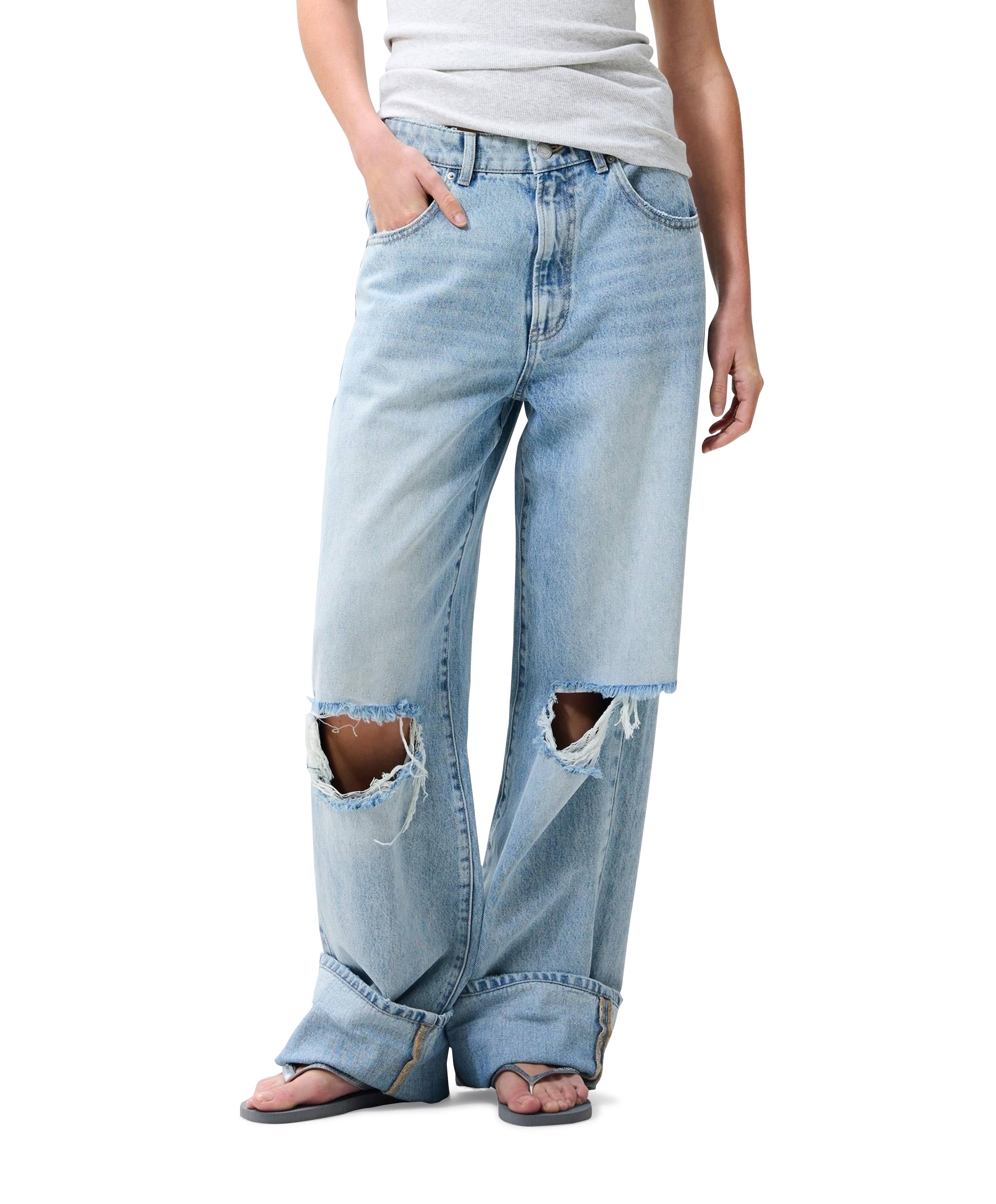 Catwalk  Junkie Super loose fit damaged dames jeans blauw