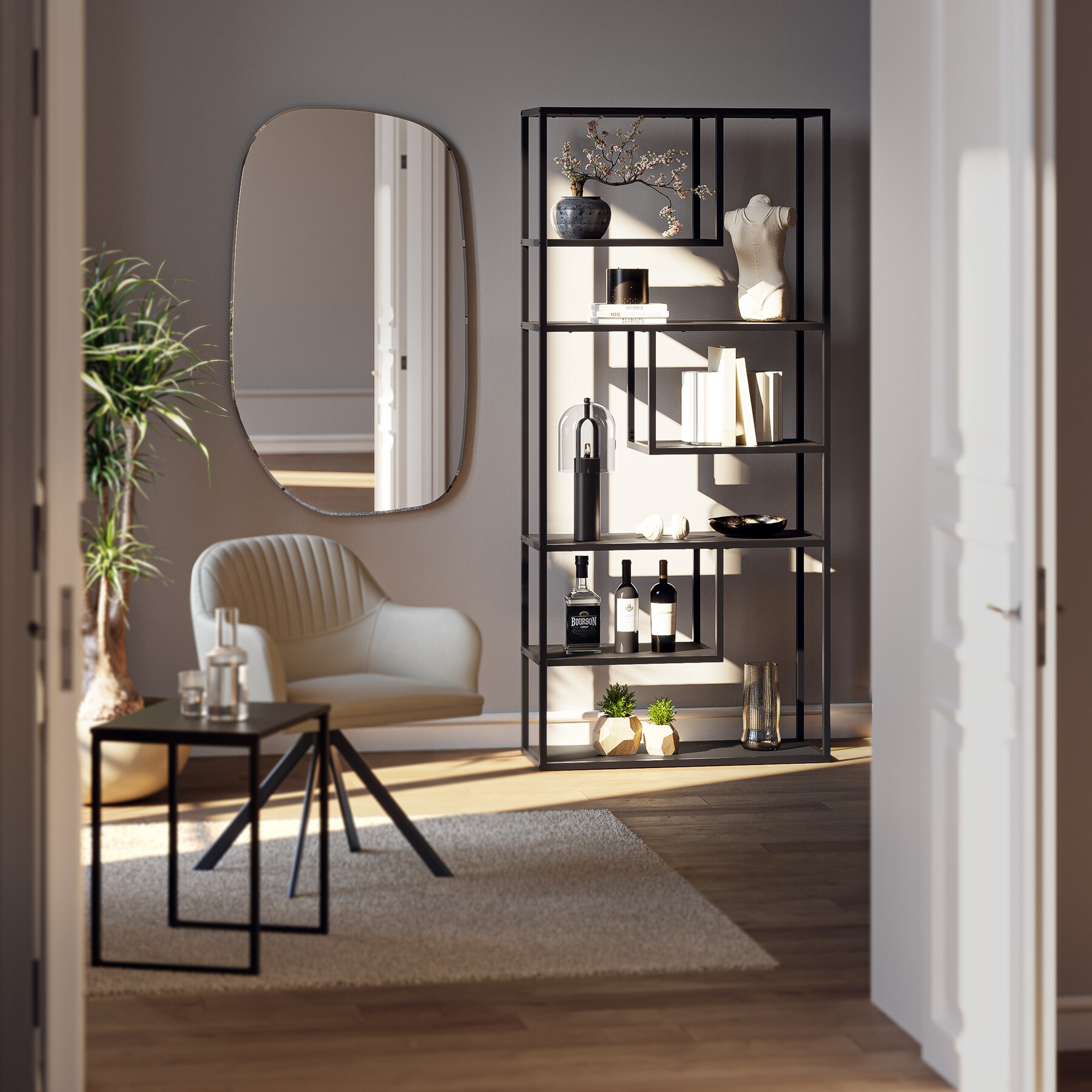 tectake® Standregal , Industrial Look, mit 6 Fächern, inklusive Kippschutz, 85 x 35 x 188 cm