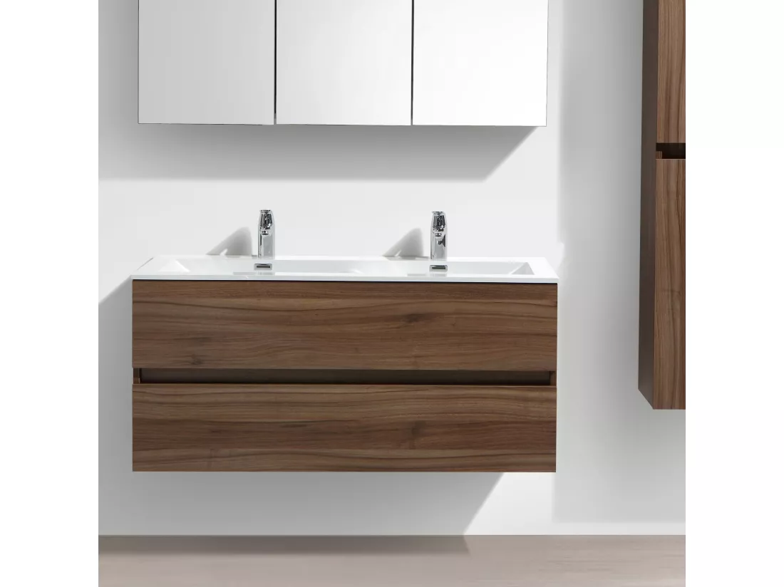 Meuble salle de bain design double vasque SIENA largeur 120 cm noyer