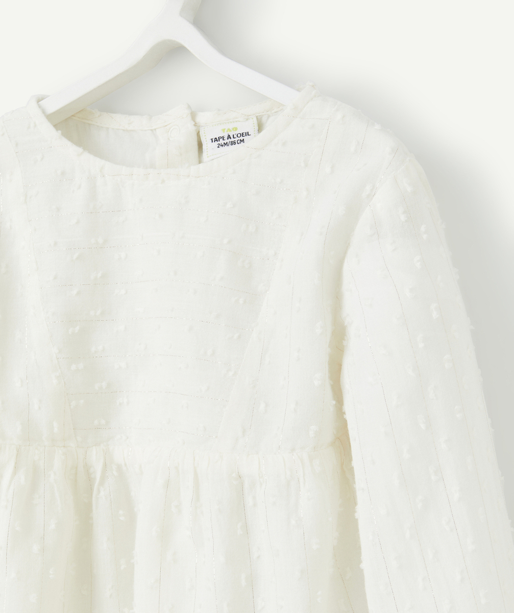 BLOUSE MANCHE LONGUES BÉBÉ FILLE ÉCRUE AVEC DÉTAILS PAILLETÉS