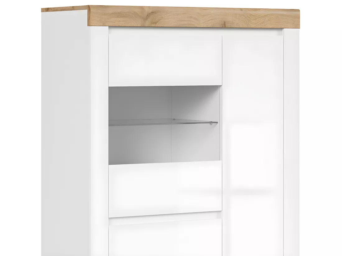 Vitrine 3 portes Hella Blanc et Bois