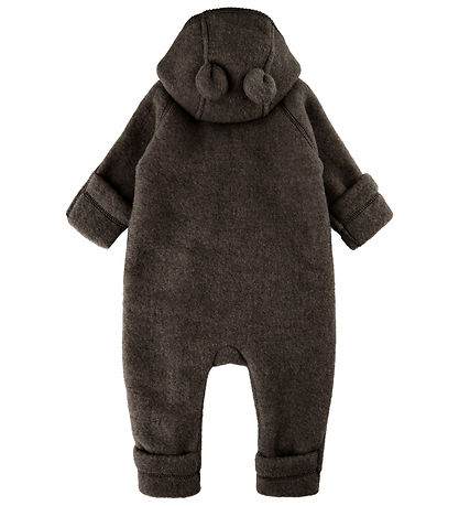 Mikk-Line Køredragt m. H?tte - Uld - Dark Brown Melange