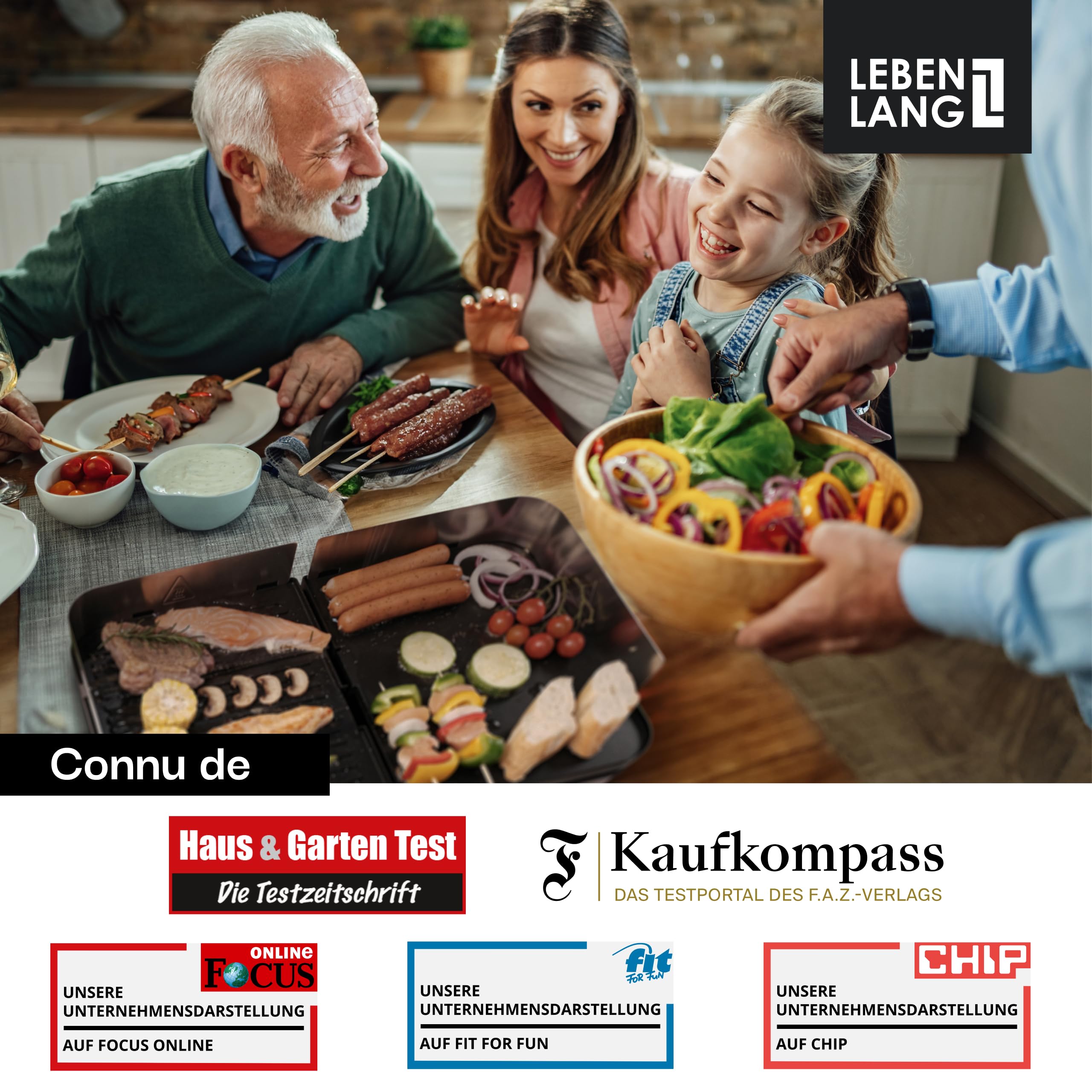LEBENLANG 2400W Plancha électrique – Avec pince à barbecue & Protection contre les éclaboussures I Pour intérieur & exterieur I Plancha grill electrique Inox Grills électriques XXL