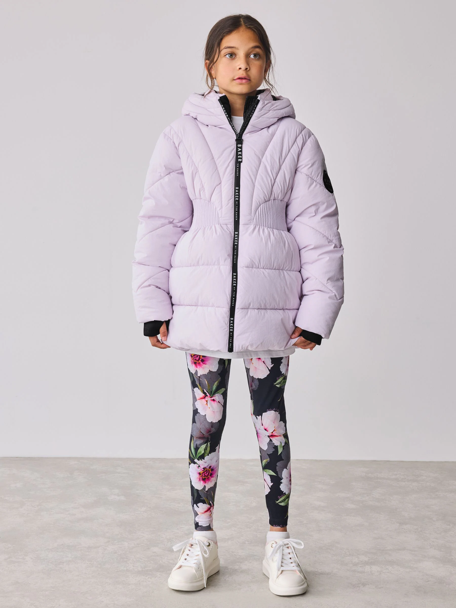 Baker by Ted Baker - Regenbestendige lila gewatteerde jas met plooitjes