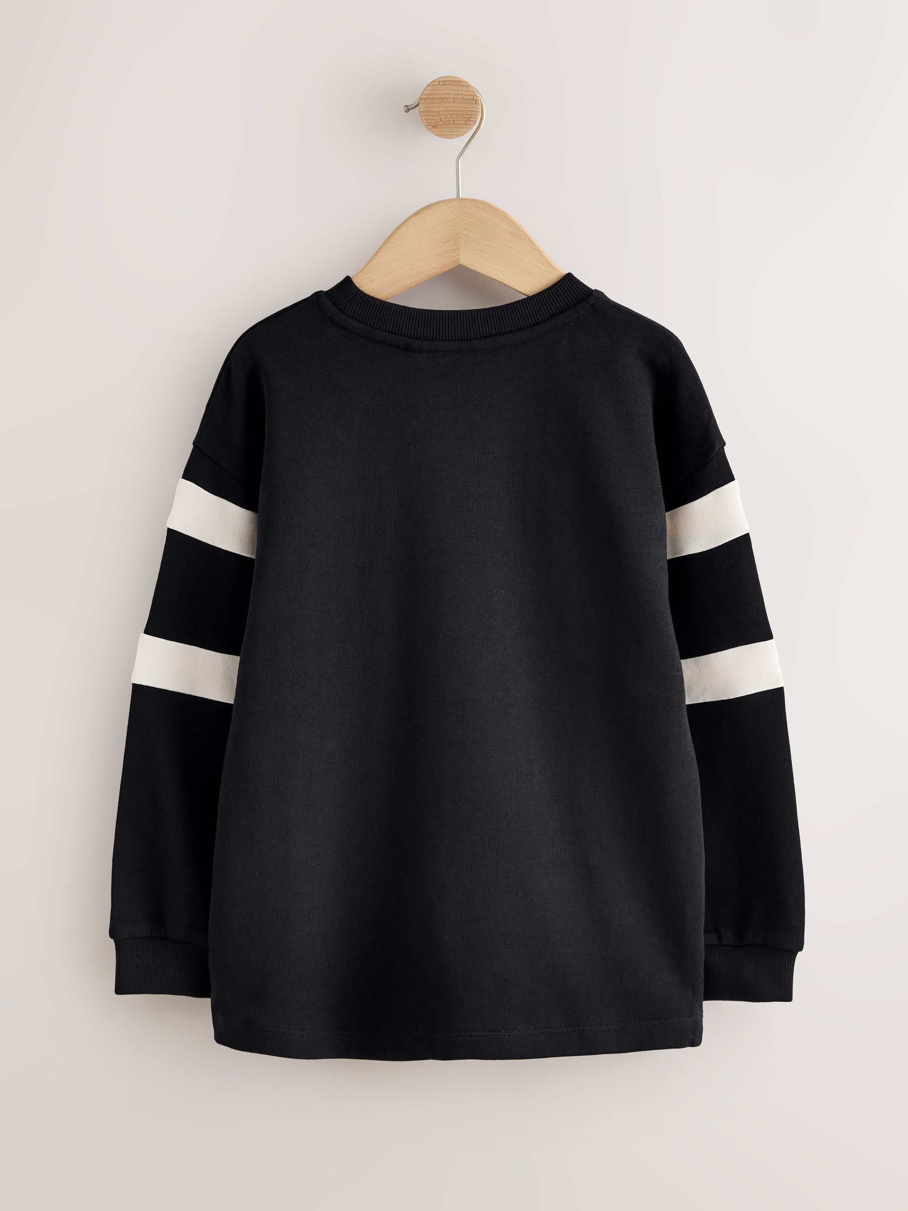 Zwart/ecru - Relaxed Fit Heavyweight Long Sleeve Colourblock T-Shirt (3-16yrs)
