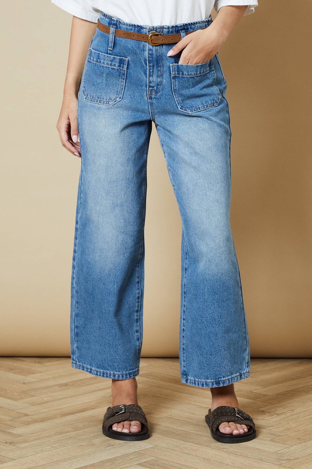 Oasis Jean Droit Raccourci avec Ceinture