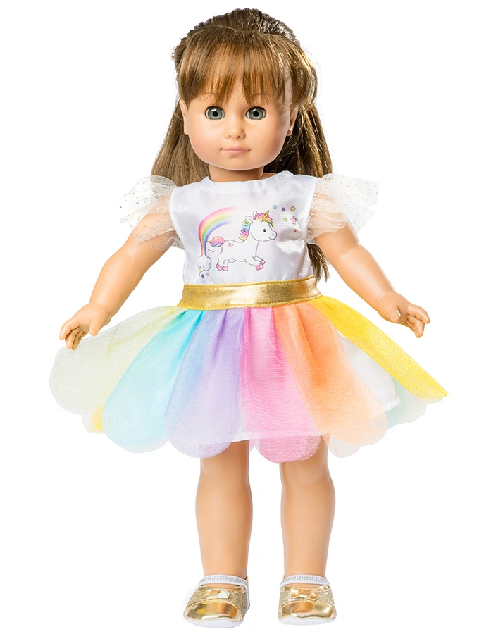 Puppenkleidung EINHORN-KLEID „HENRI“ (35-45cm) in bunt