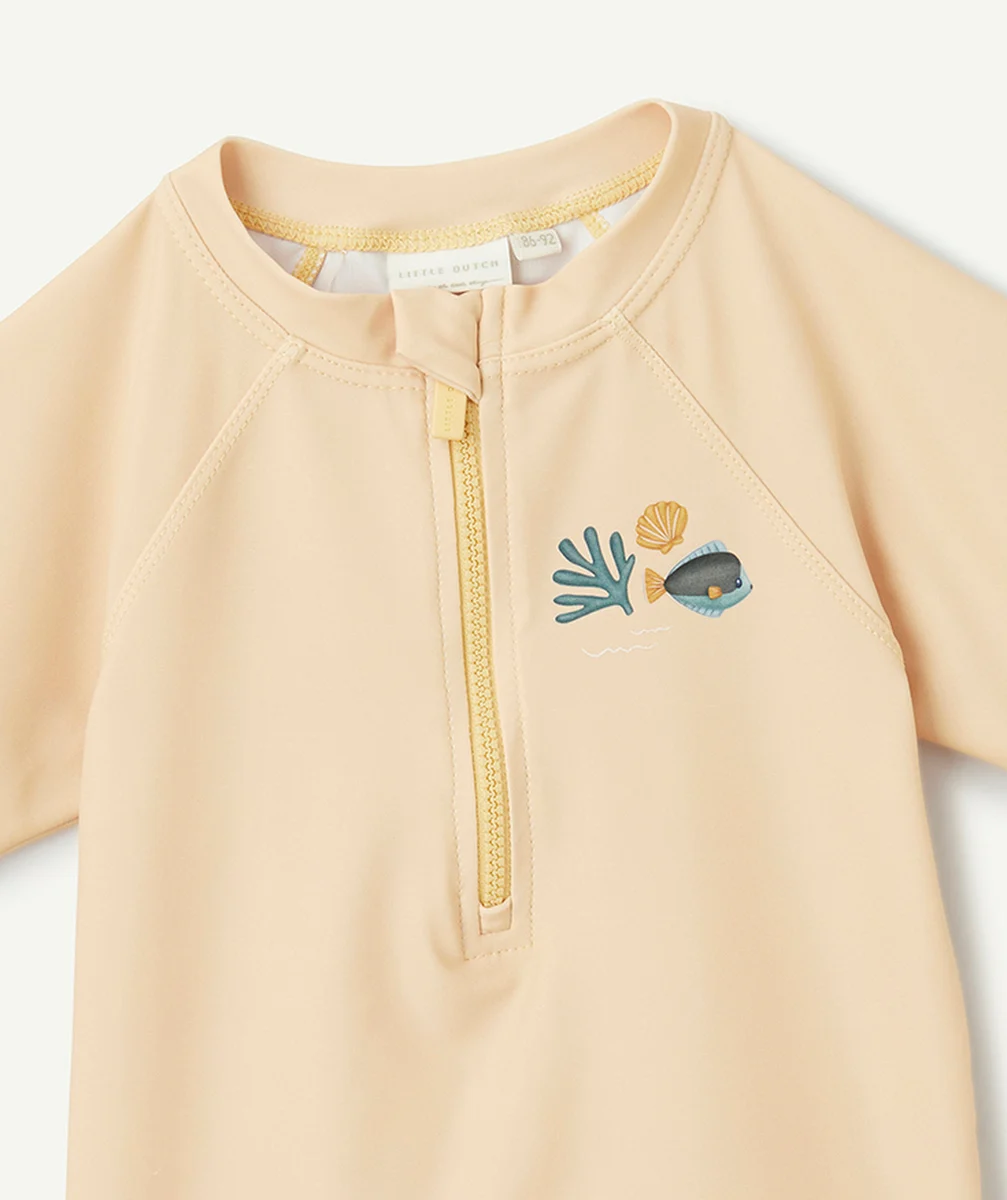 LITTLE DUTCHt-shirt de bain bébé garçon jaune avec motif thème océan