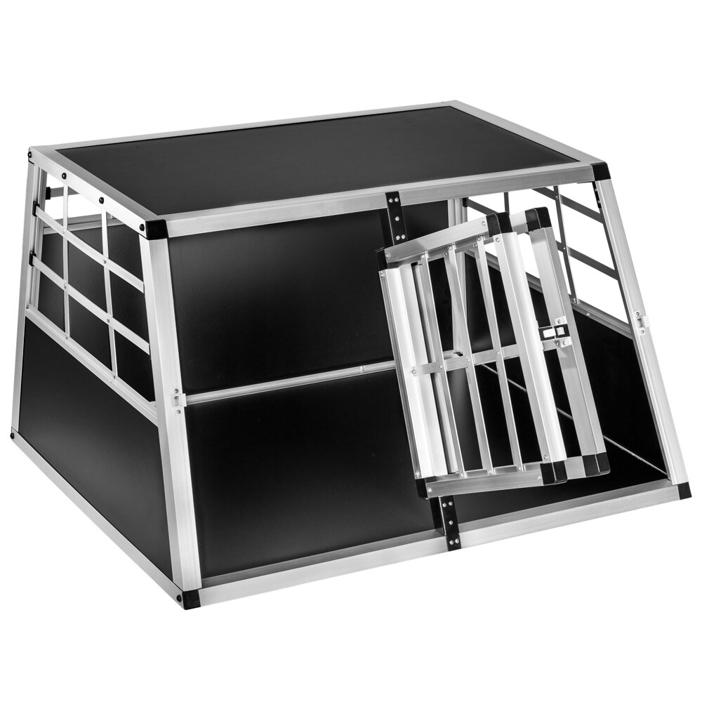tectake® Hundetransportbox doppel, mit gerader Rückwand, verschließbare Gittertür, mit schützenden Kunststoffecken