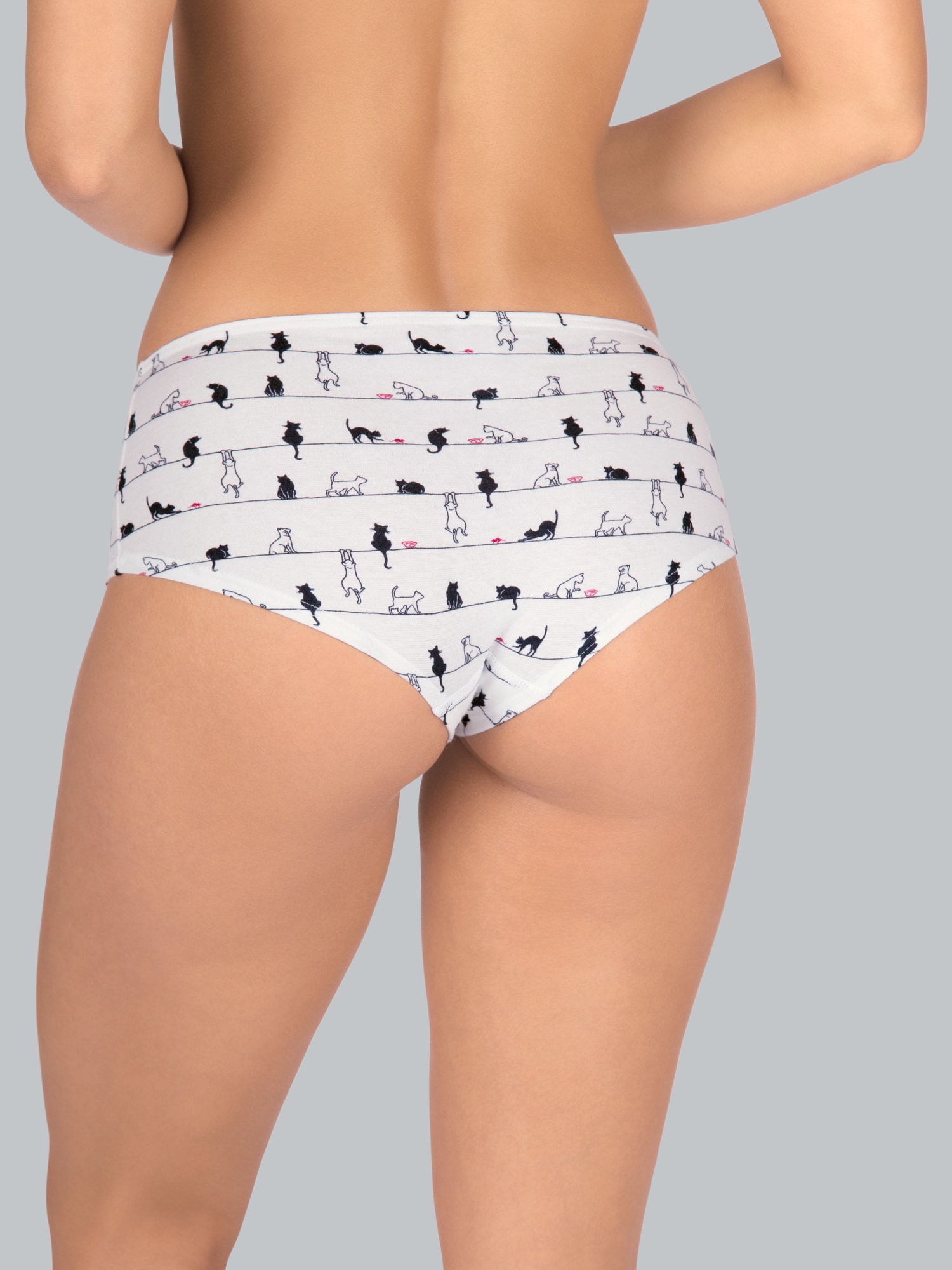 Hüft-Pants mit Elastikbund und Schleifchen Weiss