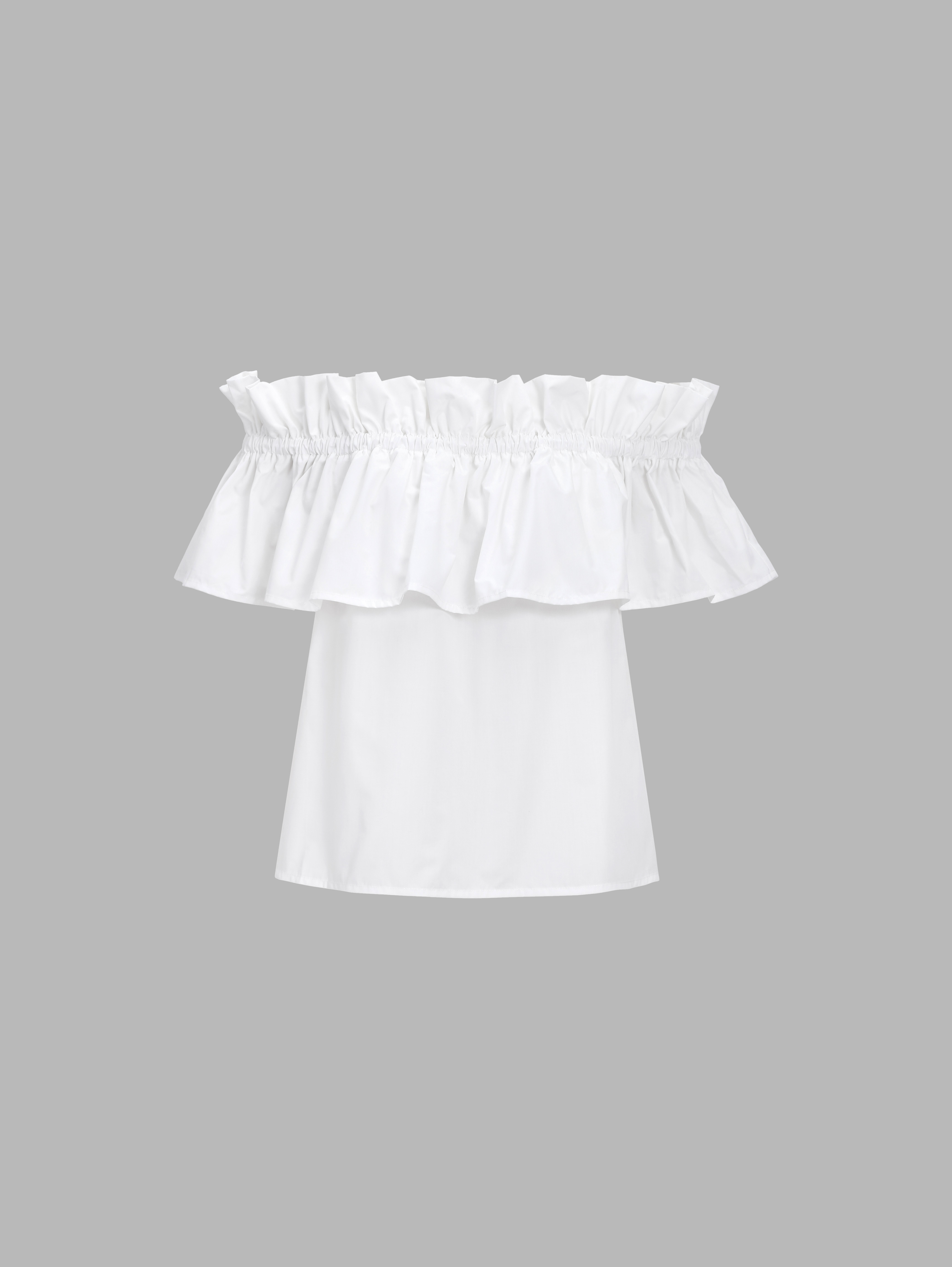 Blouse à épaules dénudées et corsage à volants blanche