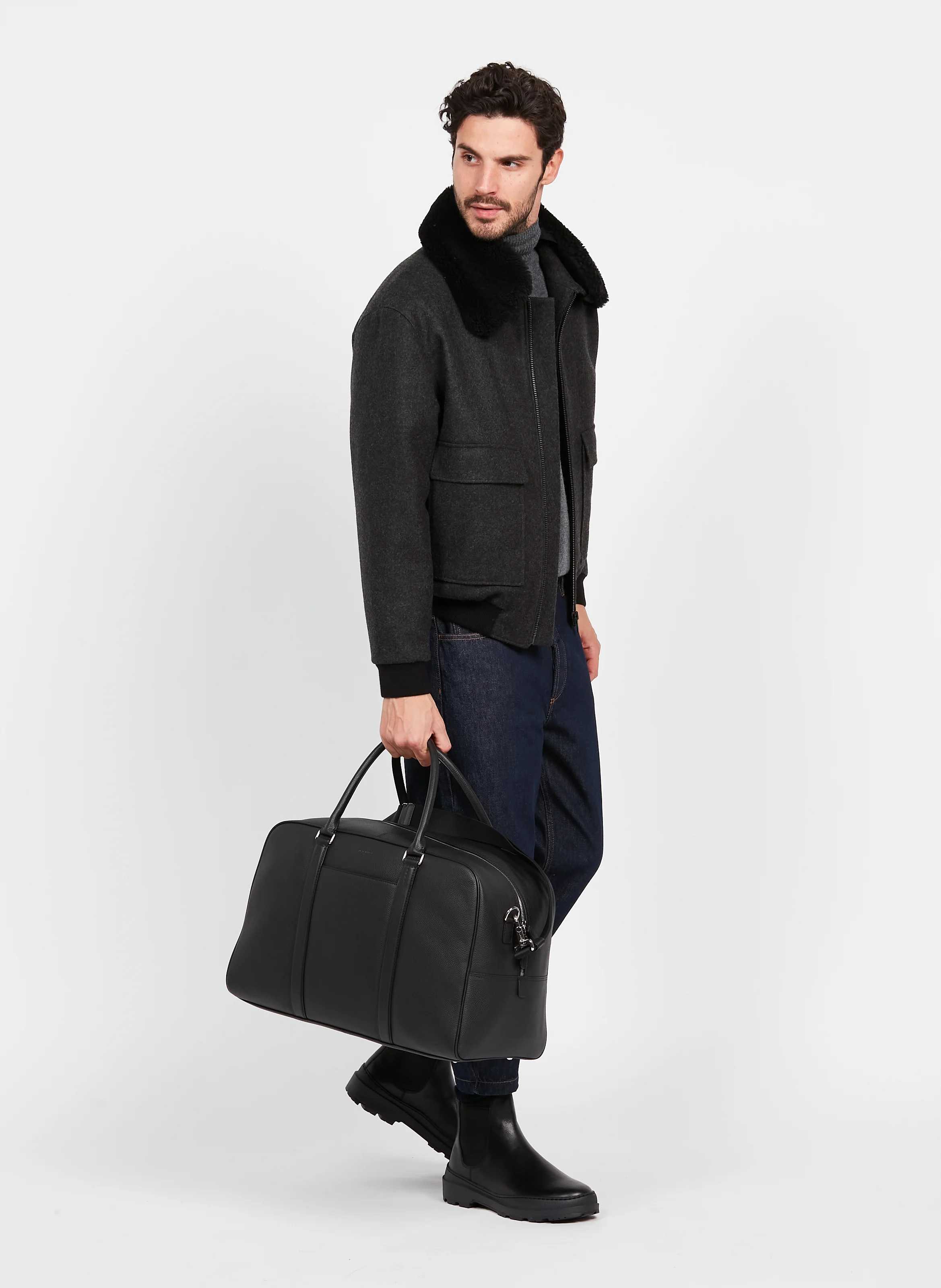 CHARLES - Sac de voyage en cuir| Noir