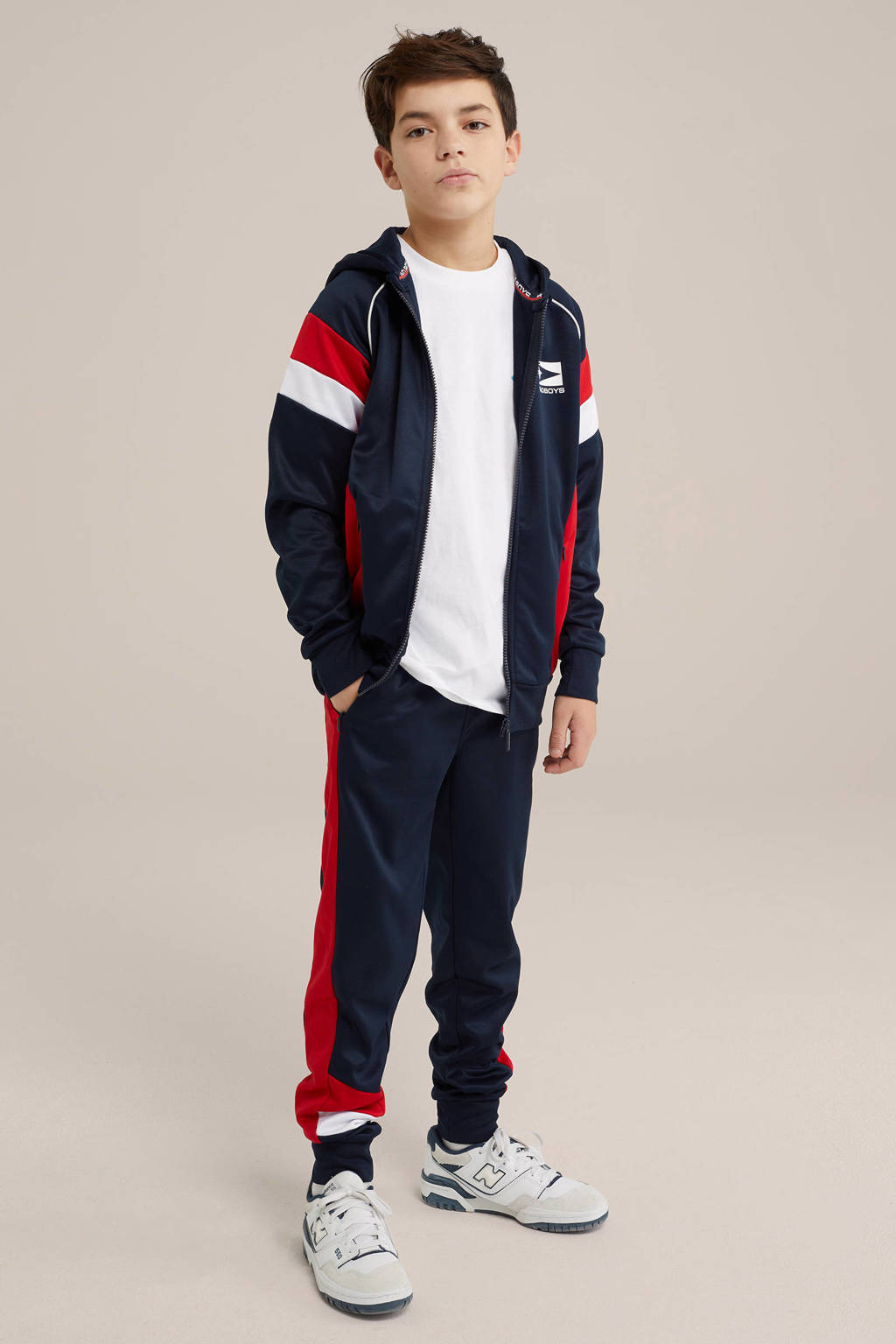 WE Fashion slim joggingbroek donkerblauw