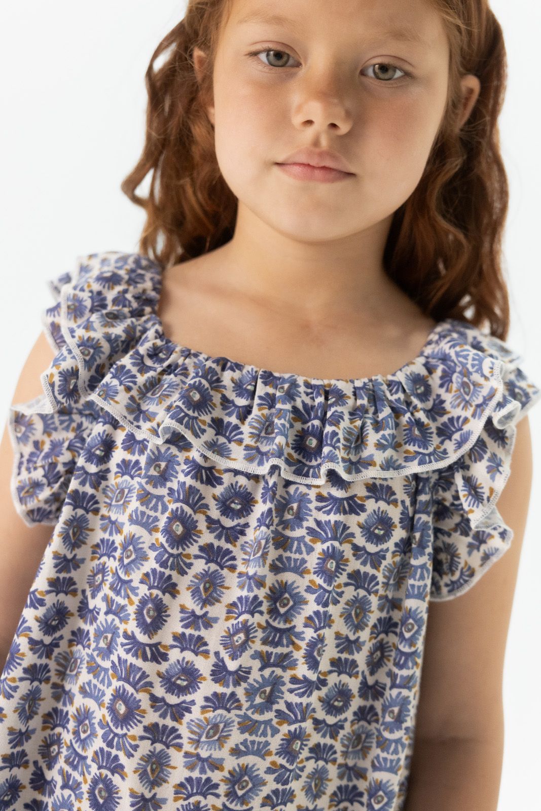 Multicolour top met ruffles
