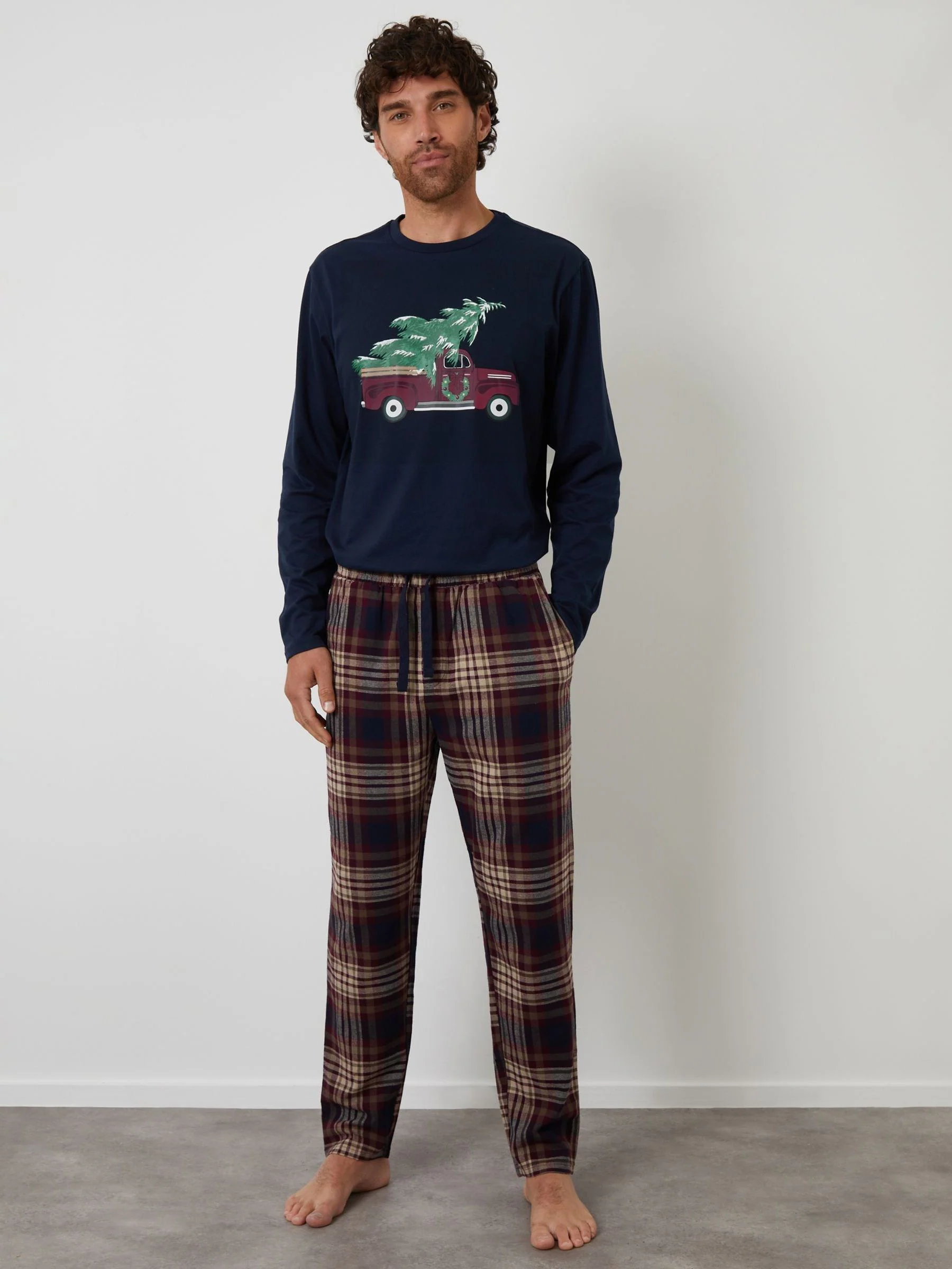 Threadbare Christmas Truck Graphic Long Pyjamas Set