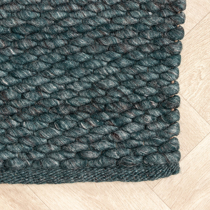 Wollen vloerkleed - Brilliant Blauw/Groen | Onwijs warm!