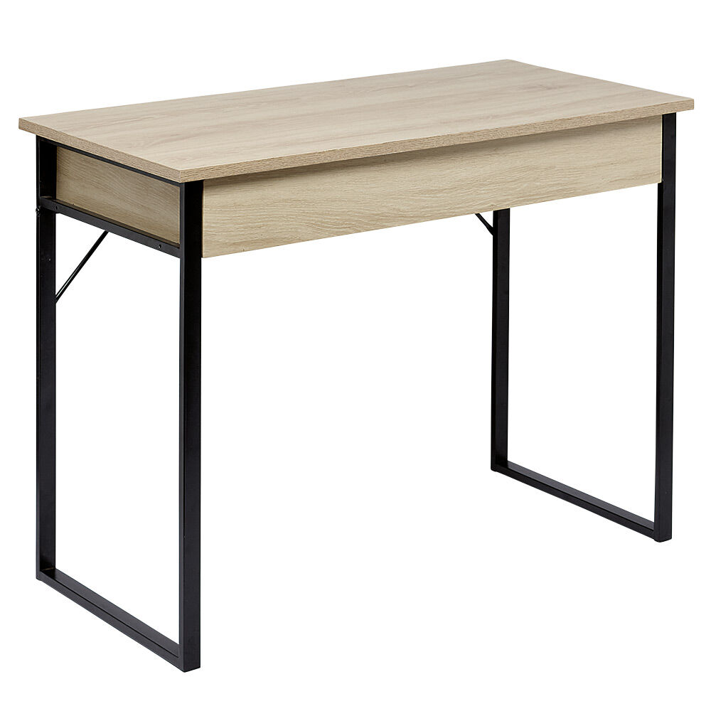 Bureau Paolo 1 tiroir métal et bois naturel noir