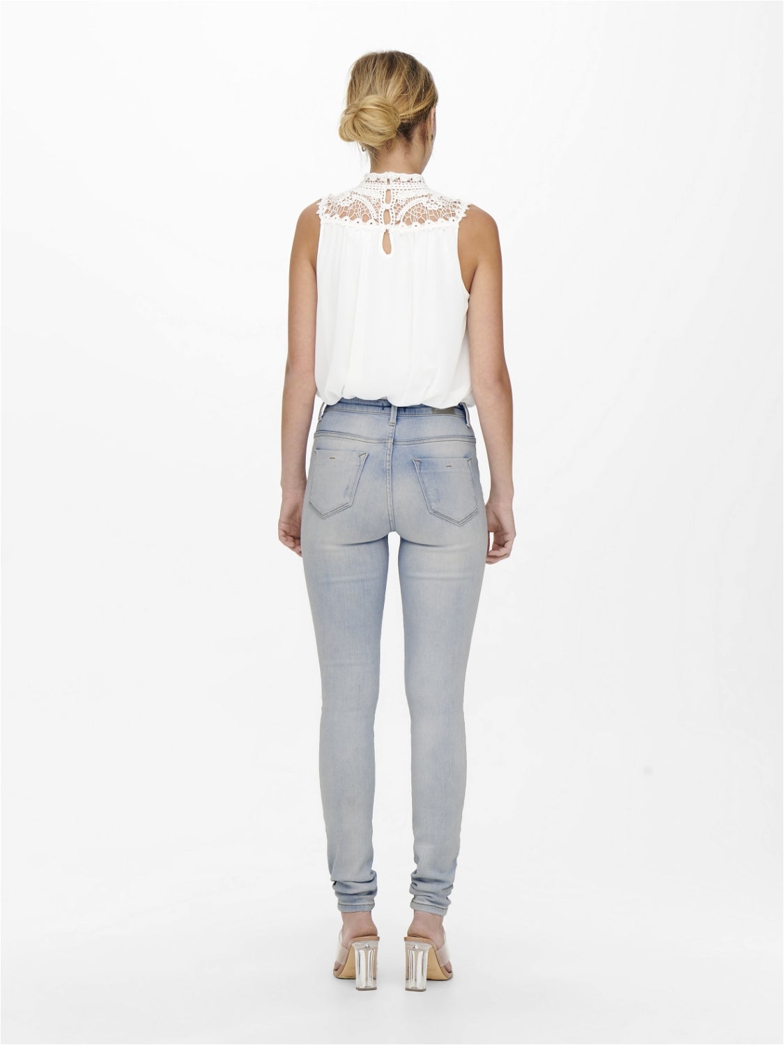 ONLFOREVER Hohe Taille Skinny Fit Jeans Light Blue Bleached Denim