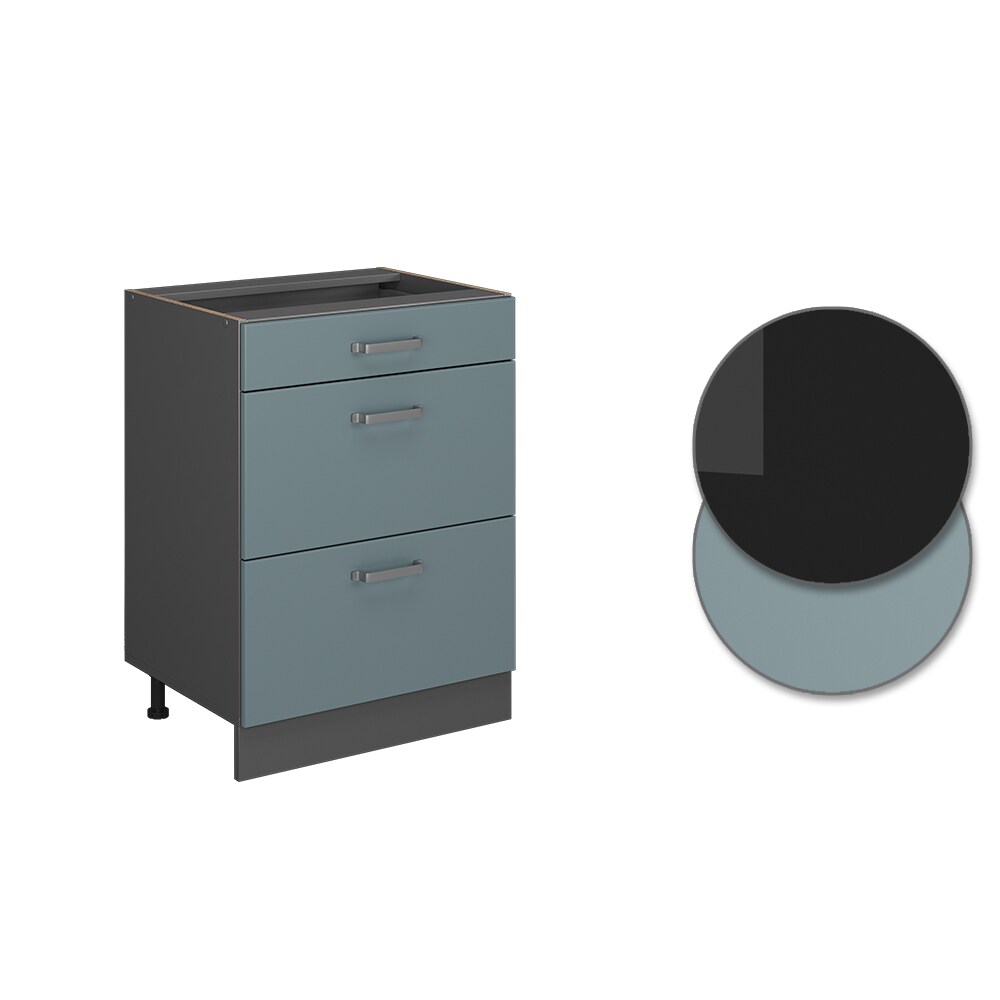 Vicco Schubladenunterschrank Küchenschrank R-Line Solid Anthrazit Blau Grau 60 cm modern