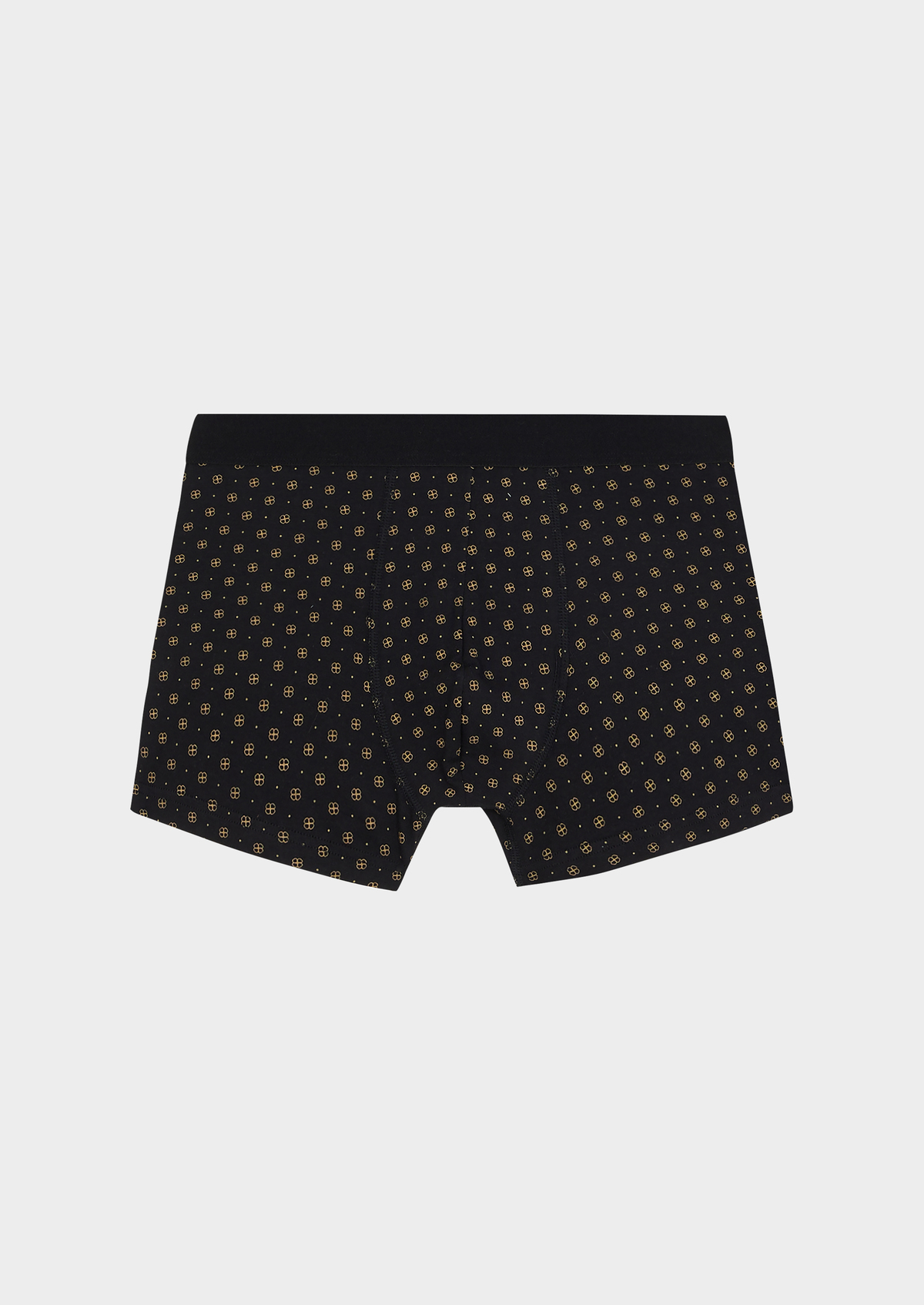 Boxer en coton stretch noir à motif fantaisie jaune