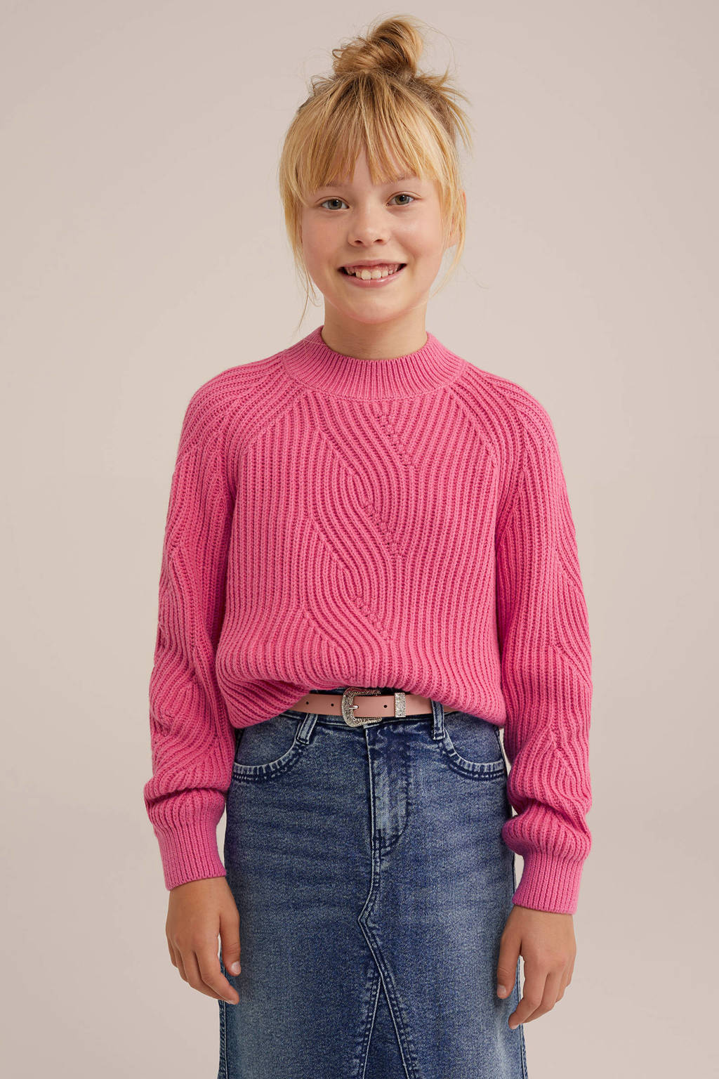 WE Fashion gebreide trui roze