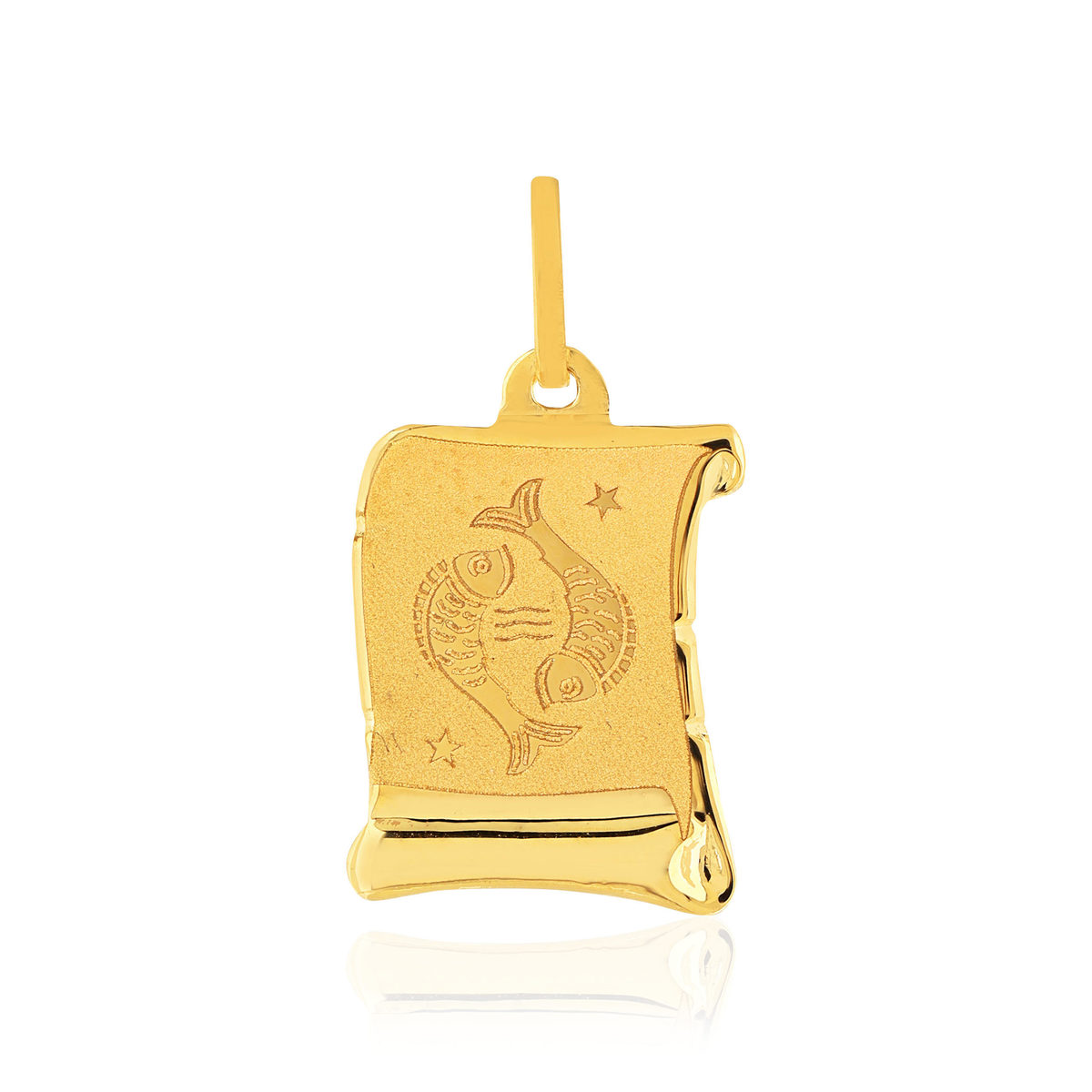 Pendentif or jaune 375, zodiaque poisson